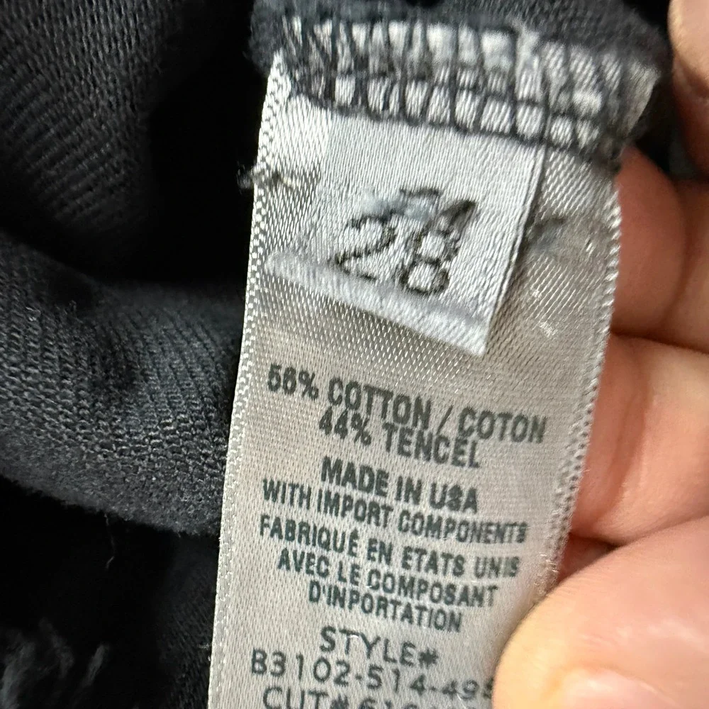Bella Dahl Black Frayed Hem Tapered Utility Pants Women's Size 28 Cotton Tencel